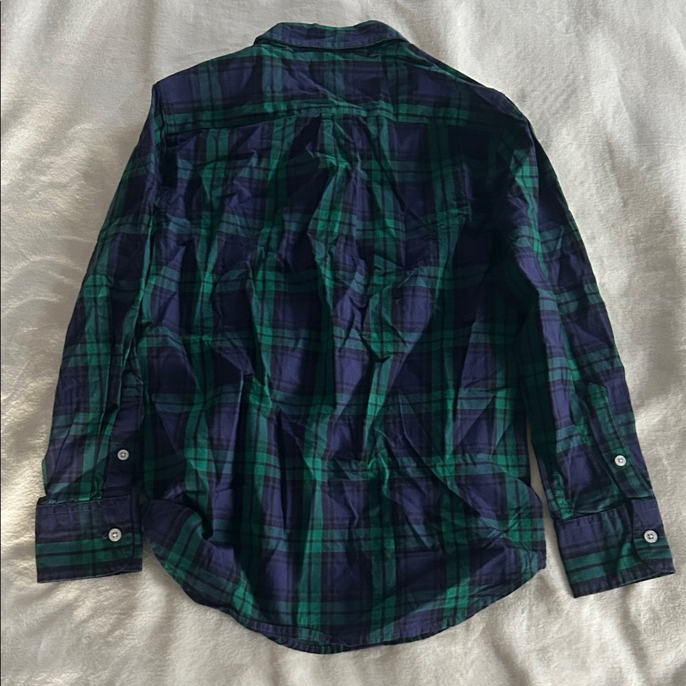 NWOT Crewcuts Kids Green and Blue Plaid Button Down Shirt - Picture 4 of 4